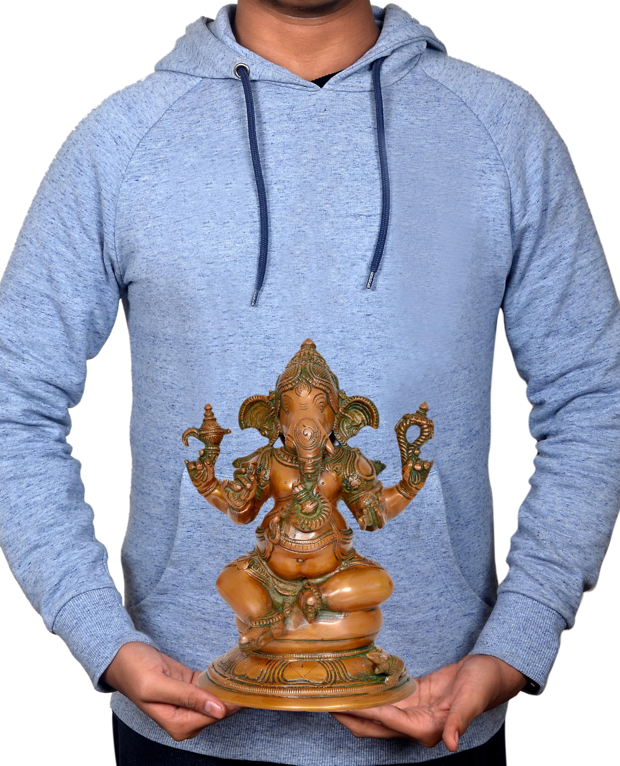 Dattatreya Brass Ganesh Statue Lord Ganesha Idol For Home Decor And Pooja Hindu God Ganapati Figurine (Height 10 Inch)